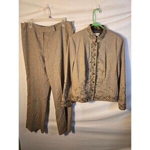 Vintage Nycard Brown Wool Suit Jacket Pants 2‎ Piece Womens Size 14P 14 Petite